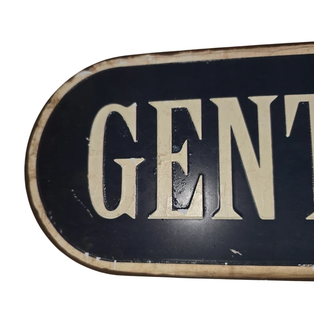 Gentlemen Tin Restroom Bathroom Sign Blue &Cream Gentleman Vintage Style Read